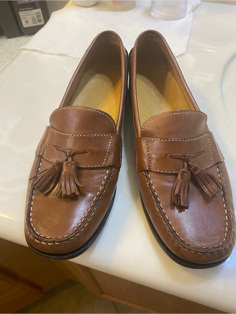 Cole Haan Tan Leather Tassel Loafers